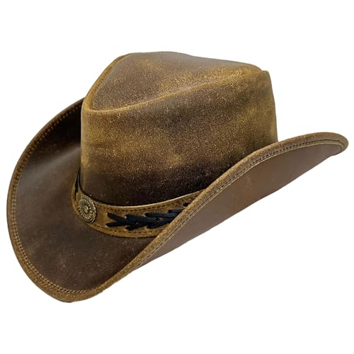 strength zones Leather Cowboy hat for Men & Women Durable Handcrafted Lightweight Shapeable Western Hats for Men (US, Alpha, Large, Tan)