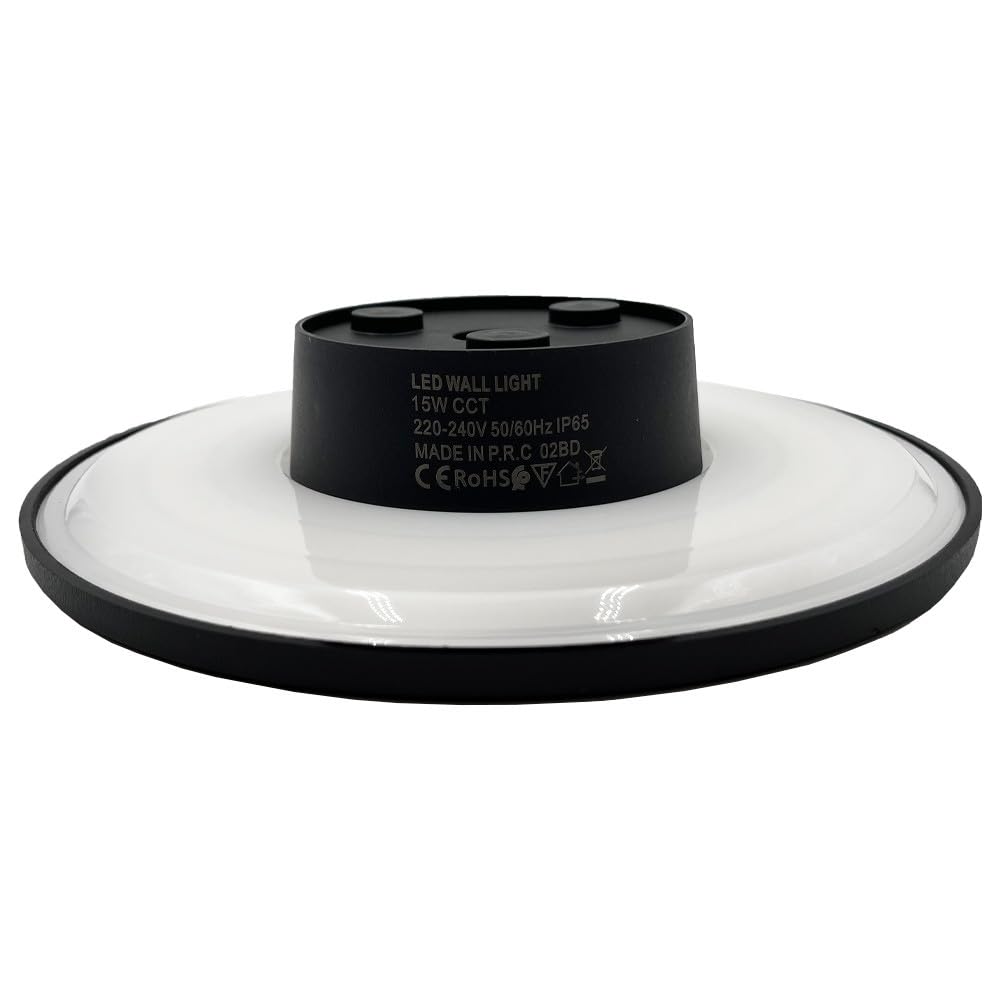 FactorLED PCs x4 Aplique de Pared Exterior 15W, 1500Lm, IP65 Impermeable, Lampara Pared Moderno, Luz Seleccionable 3000K 4000K o 6000K, ideal para jadin, terraza, porche, garaje o patio (4, BIG MOON)