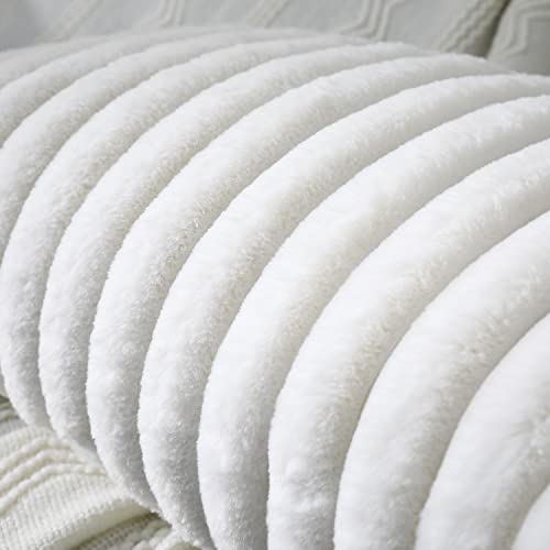 Panod Faux Fur Decorative Lumbar Throw Pillow Covers 16 X 24,Plush Long Boho Lumbar Pillow Covers Pillow Case Cushion Case For Bed Sofa Farmhouse Livingroom,White #TOP3