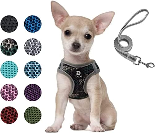 No Pull Dog Harness Small Dogs, Soft Mesh Reflective Breathable Step-In Dog Cat Harness and Lead Set for Puppy Cat Pet Vest with Leash Adjustable for Outdoor Walking, Training XS Blue