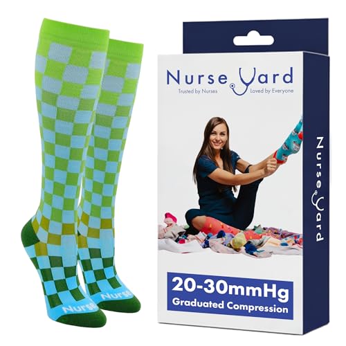 Image of Nurse Yard Compression Socks for Nurses - Women & Men - 20-30mmHg Graduated Compression, For Medical Staff, Athletes - 1 Pair