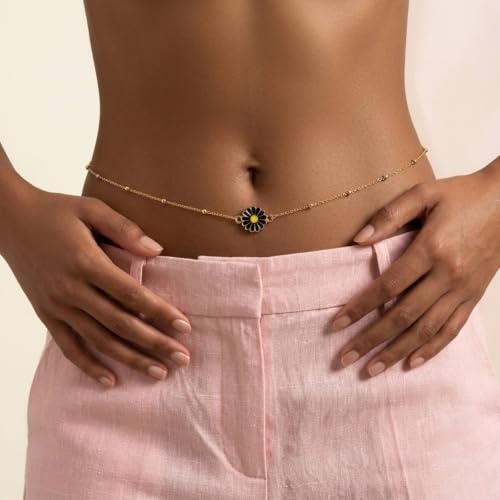 Image of Fabme Women's Waist Chain - Stylish Saree Gold Plated Belly Chain Body Hip Chain for the Waist Ladies Sexy Bikini Jewelry (26-42 In)
