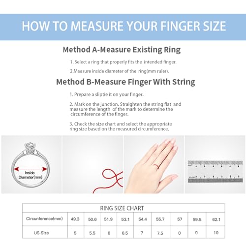 Birthstone Rings for Women 1.5ct Simulated Diamond Radiant Cut Cubic Zirconia Ring Sterling Silver Gemstone Birthstone Ring for Christmas Mothers Valentines Day Size 5-104