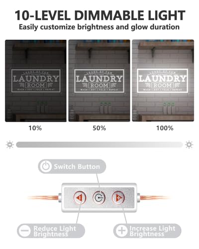 Image of Laundry Neon Sign for Laundry Room, USB Powered Loads Of Fun LED Neon Light, Dimmable Laundry Sign Acrylic Wall Decor Hanging For Home Business Laundry room Bathroom Farmhouse Gift