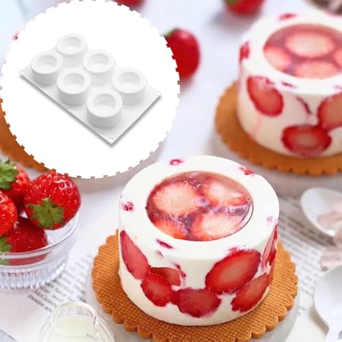 Image of UG LAND INDIA 6 Cavity Cylinder Jar Shape Silicone Candle Mould Mousse Cake Mold for Making Chocolate Muffin Ice Chocolate Pudding Cup Art Ice Shot Glass Candle, Resin Concrete, Cement PVC