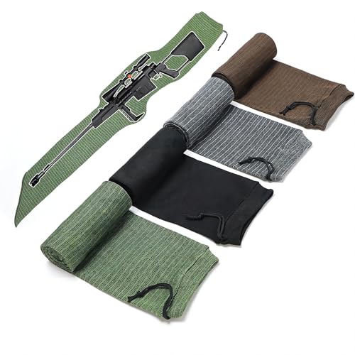 Arm Buddy 4pc Gun Socks For Rifles and Shotguns, 48x4 inch Soft Gun Case Silicone Treated for Shooting, Gun Cover Fit for Scopes, Pistol Grips and Tactical Accessories
