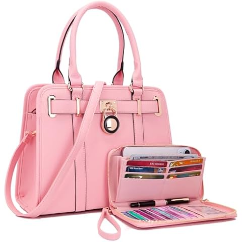 Qiyuer Pink Handbag and Wallet Set Cover