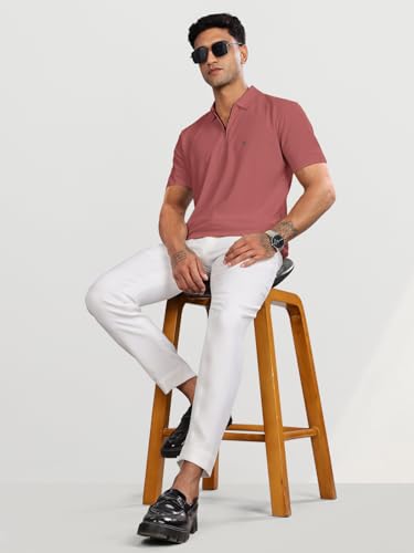 Image of BULLMER Trendy Solid Zipper Collar /Polo Neck Tshirt for Men