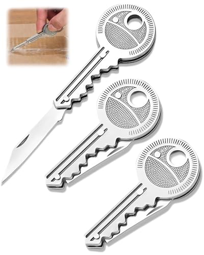 JEXOWIQ 3Pcs Navajas De Bolsillo Para Acampada Y Marcha,Mini Edc Navaja De Bolsillo, Pequeña Navaja Plegable De Titanio Con Orificio Para Llavero Incorporado Para Llevar Todos Los Días