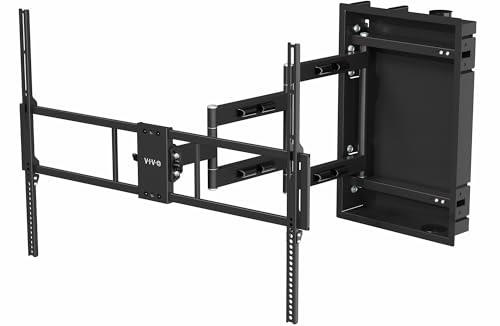 VIVO Recessed 50 to 100 inch LED LCD TV Wall Mount Articulating Full Motion in-Wall TV Bracket for Flush Installation Holds up to 110 lbs Black MOUNT-REC02