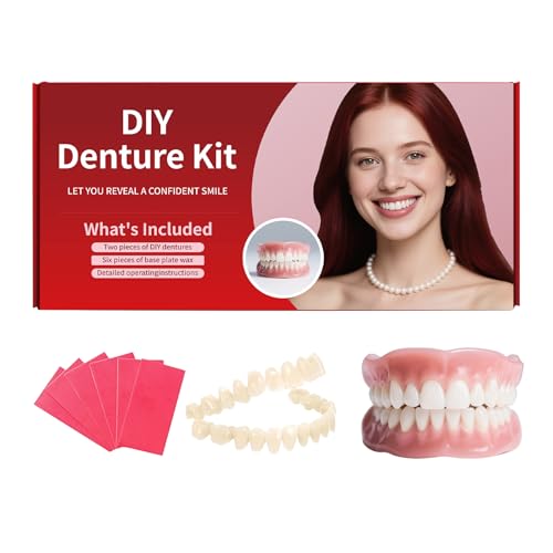 Dentures DIY Kit: Full Set Top & Bottom Fake Teeth for...