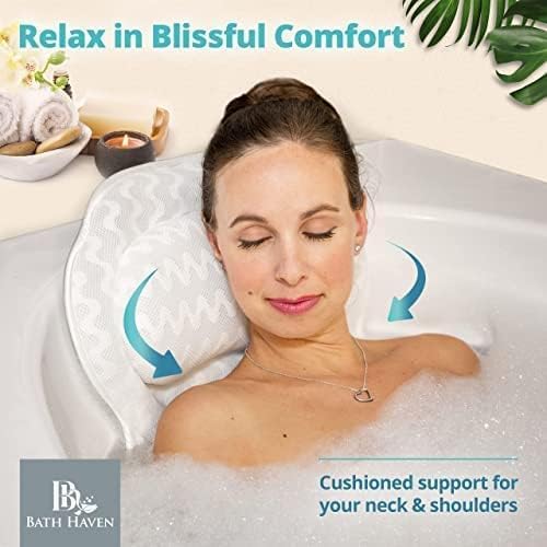 Bath Pillow Bathtub Pillow Back Neck Support Pillow, Spa Cushion for Tub, Relaxing Headrest Bath Pillow, Portable Washable Bathtub Accessories with 3D Air Mesh Thick Soft Bath Pillow (Deluxe): Pillow - Deluxe