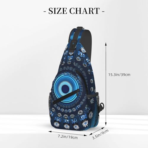 Mochila cruzada compacta con estampado floral azul miniatura 3