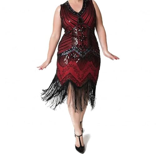 Meilun 1920S Sequined Inspired Beaded Gatsby Flapper Evening Dress Prom (M, Red) #TOP2