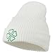 Four Leaf Clover Embroidered Watch Beanie - White OSFM