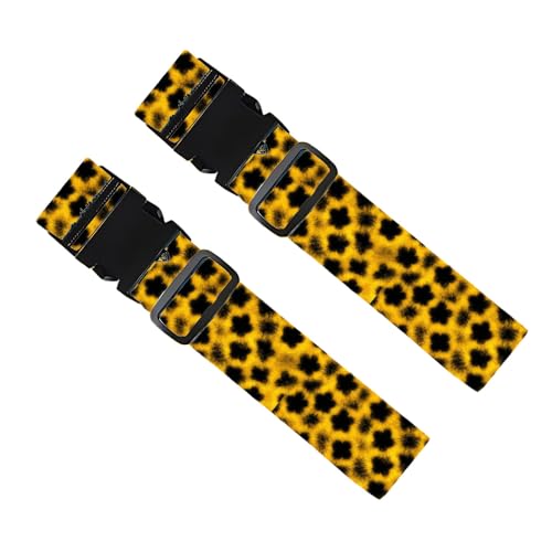 Image of 2 Pack Luggage Straps for Suitcases, Adjustable Travel Belt with Buckle, 2 inch Wide Heavy Duty Suitcase Straps for Summer Fashion Travel, Graduation Trip, Bold Leopard Flower Pattern, Multi-Color