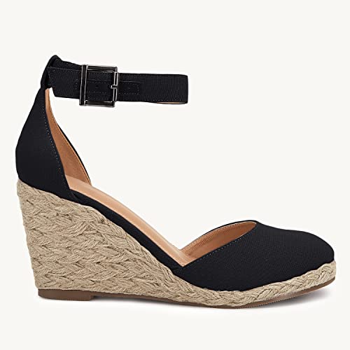Womens Closed Toe Espadrilles Wedges Shoes Platform Heel Ankle Strap Buckle Dress Sandals3