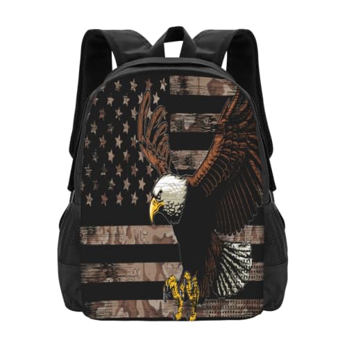 Nruairly American Flag Eagle Backpack 16.5 In