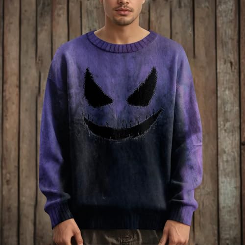 Men's Crewneck Fashion Pullover Loose Fit Halloween Graphic Sweatshirts Casual Comfy Long Sleeve Lightweight Tops 5