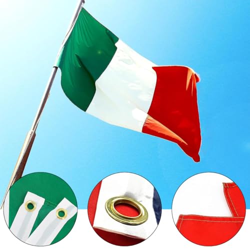 2 Flags Italia,Italy Flag,Windproof Flag,Large Flag Italy Tricolor,Italy Flag,Europe Flag,EU Decorative Flag,Sports Event,Parades Flag,2 Pieces Brass Cchielli 90x150cm - Image 4