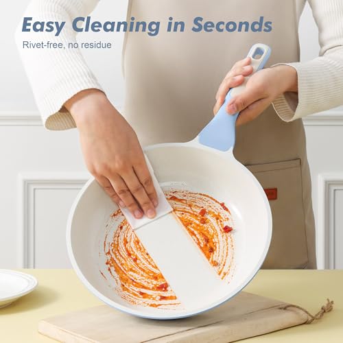 Image of SENSARTE Nonstick Ceramic Frying Pan with Lid 11 Inch Omelet Pan Skillet, Free of Intentionally Added PFAS /PTFE Non-toxic Chef's Pan Induction Compatible Pan, Heat Resistant Handle, Glacier Blue