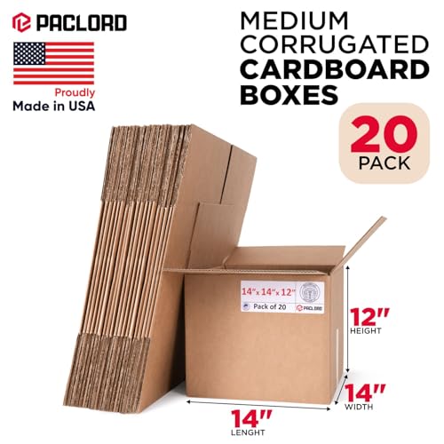 Image of Medium Moving Cardboard Boxes 14 inchL x 14 inchW x 12 inchH (Pack of 20) - USA-Made Packing Boxes for Moving, Shipping, or Storage - USPS, UPS, FedEx Approved - Professional Packing Supplies | USA-Made Packing Boxes for Moving, Shipping, or Storage - USPS, UPS, FedEx Approved - Professional Packing Supplies