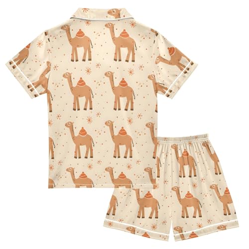 Animal Camel Pattern Pajamas Set Summer Button Down Sleepwear Pjs Sets Comfy Loungewear2