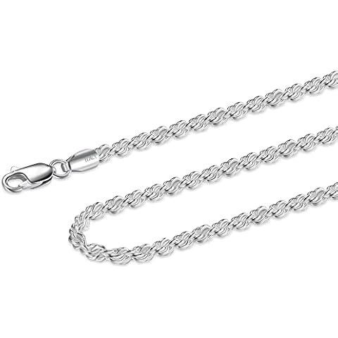 Waitsoul 925 Sterling Silver Rope Chain Lobster Clasp 2.5mm Silver Chain for Men Women Silver Necklace Chain 16-30 Inches(18) Cover