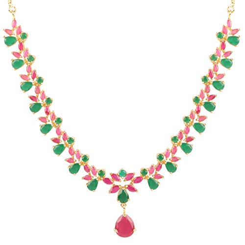 Image of Swasti Jewels Gold Plated CZ Necklace and Earrings Set for Women