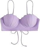 Este top de bikini tiene forma de concha, especialmente diseñado para chicas que quieren hacer el papel de sirenas. El color es negro tranquilo, que es popular ahora.