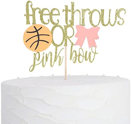 Free Throws or Pink Bows Cake Topper - Gender Reveal Decor for Basketball or Pink Bows,He or She /Boy or Girl Cake Topper For Party Decorations, Unique Baby Shower Ideas