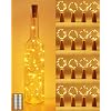 Flessenlicht op batterijen, flessenlichtketting met kurk, 2 meter, 20 leds,voor buiten/binnen, decoratie voor feest, bruiloft, Kerstmis, warm wit, 16 stuks