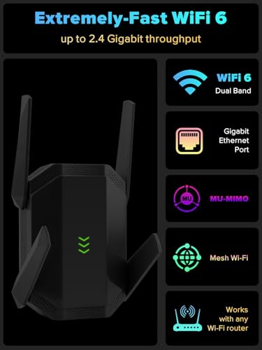 AX3000 WiFi 6 Extender, Dual Band WiFi Extender Signal Booster, Internet Booster with Gigabit Ethernet Port, Covers Up to 12,000sq.ft and 99 Devices, Faster Speed and Easy Setup, Black - Image 3