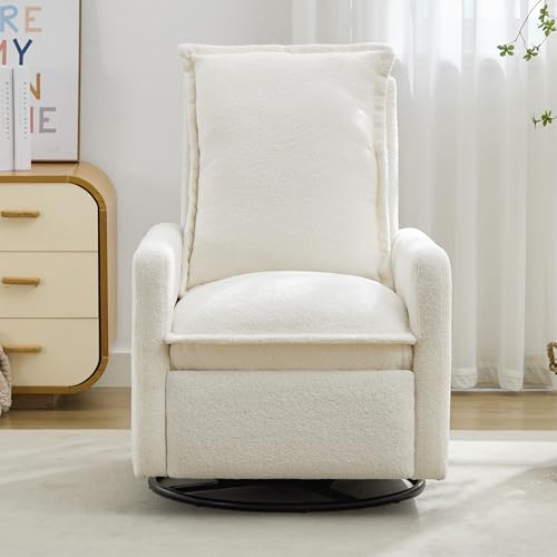 Sillón giratorio reclinable blanco de boucle miniatura 3