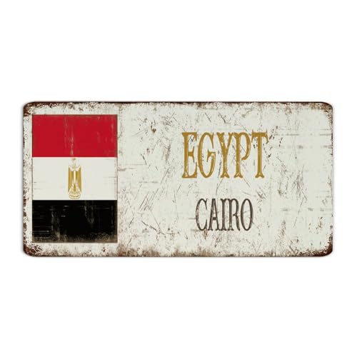 Egypt-Cairo - Letrero de metal vintage de 6 x 12 pulgadas, decoración del hogar, placa de metal, recuerdo de país nacional, letrero de garaje para baño