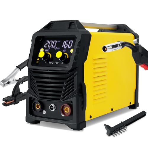 Soldador MIG de 160 A, 110 V/220 V, control sinérgico, soldador de núcleo de flujo MIG/Lift TIG/Stick ARC, máquina de soldadura 3 en 1 con pantalla digital, máquina de soldadura portátil con inversor