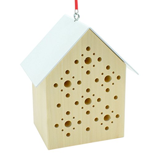 Preisvergleich Produktbild 4betterdays.com NATURlich leben! Bienenhotel / Bienenhaus aus Lindenholz und Stahlblech - Länge: 14,5 cm, Breite: 10 cm, Höhe: 19 cm - Zum Aufhängen - Handarbeit aus Deutschland