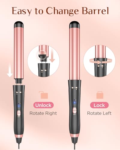 Kinked 5 in 1 Wand Curling Iron-Kinked Curling Wand Set with Flat Iron Hair Straightener, 3 Barrels Hair Crimper, 3 Ceramic Curling Irons (0.35"-1.25"), MS-C233 の商品画像 6