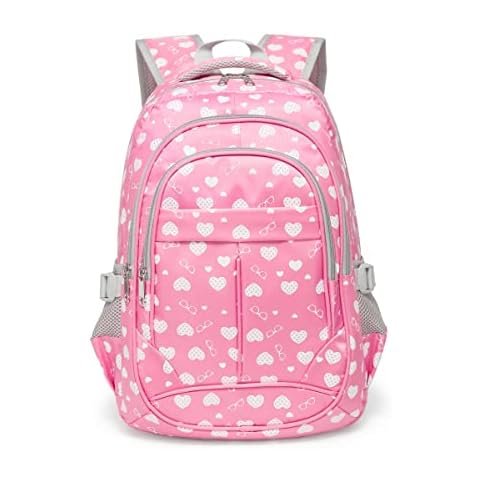 BLUEFAIRY Girls Bookbags for Kids School Backpack Kindergarten Elementary School Bags for Child Bookbags Large Compartment Back to School Cute Gifts Mochila Para Niñas Aged 4-6 Heart Pink Cover