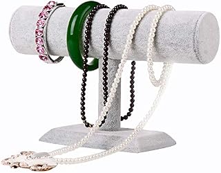 Oirlv Watch Stand T-bar Jewellery Stand Display Storage Store Rack - Removable Gray Velvet Necklace Bracelet Earring Bangle Pendants Anklet Tower Watch Key Holder Organizer For Women Men Girl