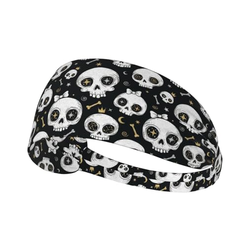 CJXPJZPLD Gothic Skull & Stars Pattern Headband - Non-Slip Sports Sweatband Soft Breathable Moisture Wicking Hairband for Running Yoga Cycling and Fitness Workouts