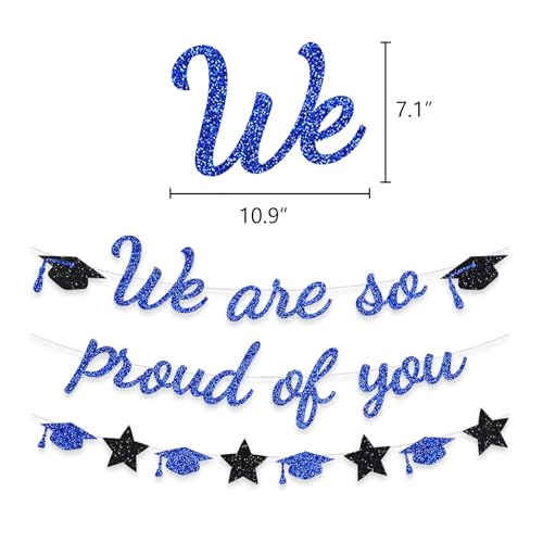 Image of We Are So Proud Of You Banner Graduation Party Decorations Glitter Congratulations Class Grad Ideas Blue
