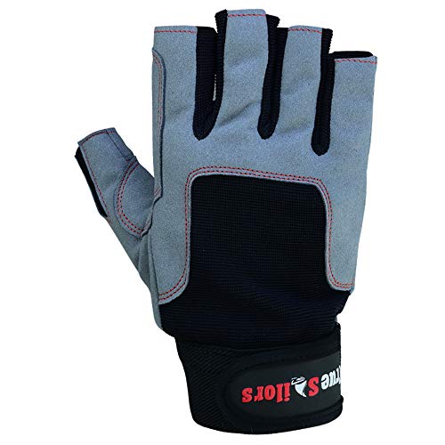 Image of MRX BOXING & FITNESS Sailing Gloves with 3 /4 Finger and Grip for Men and Women, Great for Kayaking, Workouts and More Grey /Black