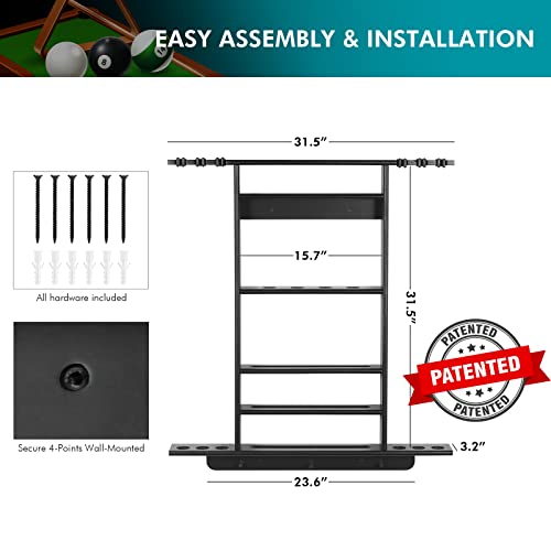 XCSOURCE 2-IN-1 Pool Cue Rack & Ping Pong Paddle Holder - 100% Solid Pine Wood Wall Mount for Billiards and Table Tennis Accessories - Man Cave, Billiard Room, Game Room, Bar