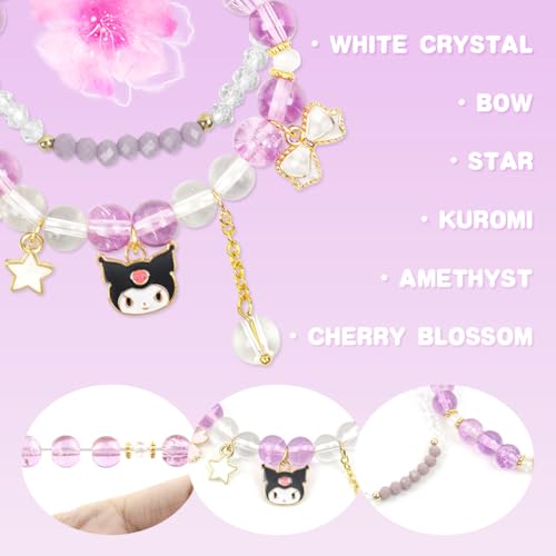 Image of SANNIDHI Crystal Bracelet for Girls Stylish Double Layer Pearl Crystal Bead Bracelets Jewelry with Cute Pendant Charm, Bracelet for Kids Women Ideal Gift for Girls