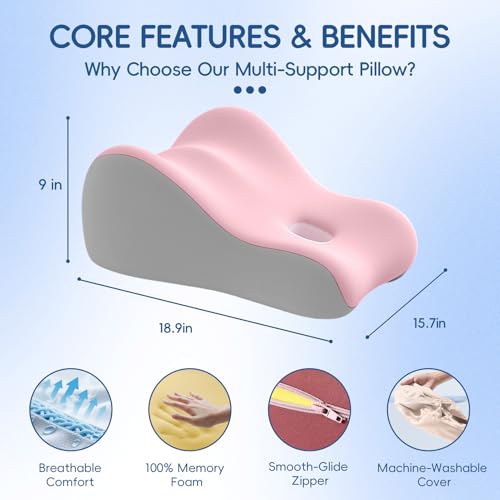 Image of Latex Comfort Pillow for Adults | Supportive Cushion for Pregnancy, Relaxation & Couples | All-Purpose Sleeping & Lounging Pillow with Washable Cover-Pink
