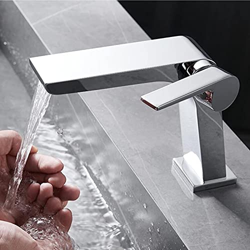 Robinets en laiton cascade chrome de style simple pour vasque design - 5