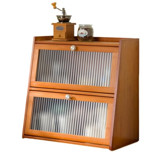 Vzfv 卓上食器棚 竹製 キッチン収納 長虹アクリル フリップドア 防塵・防湿 大容量 スペース節約 はしご型 調味料収納 台所収納 ひとり暮らし向け 簡単組立 安定設計 ブラウン 50×25×27cm (50×28×50cm,ブラウン)