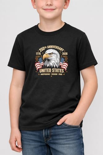 Image of Boys Constitution Day 250 Anniversary USA Shirt Independence Shirt 3-8T | for Kids Boys Girls Toddlers 3T-8T, 4th of July Dinos Flag Patriotic Tee, Independence Day