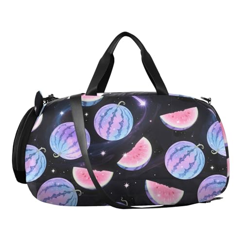 Duffle Bag for Boys or Girls with Shoes Compartment, Starry Sky Watermelon Sports Travel Bag Overnight2